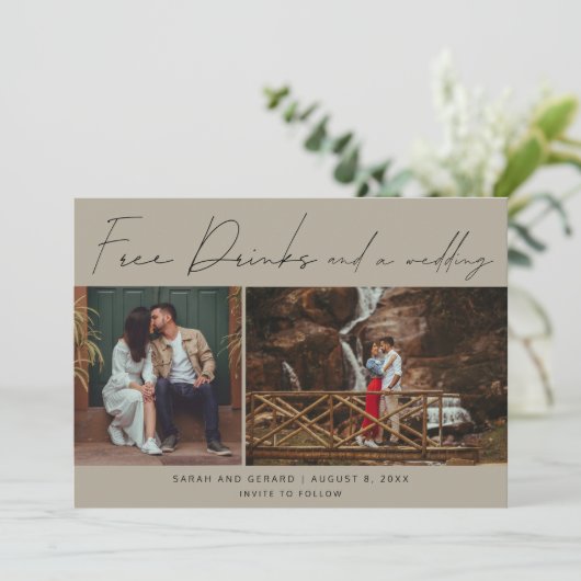 Save The Date Boissons gratuites et photo d'un Mariage Enregistr (Debout devant)