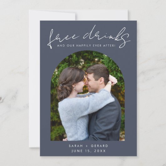 Save The Date Boissons gratuites Mariage photo unique (Devant)