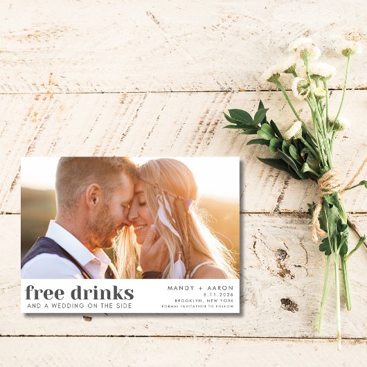 Save The Date Boissons gratuites Photo Wedding Enregistrer la da