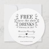 Save The Date Boissons Gratuites Round Simple Font Enregistrer L (Devant)