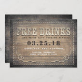 Save The Date Boissons gratuites | Rustic Wood Funny Enregistrer (Devant / Derrière)