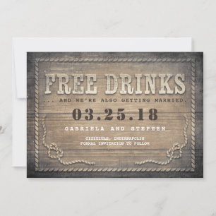 Save The Date Boissons gratuites   Rustic Wood Funny Enregistrer