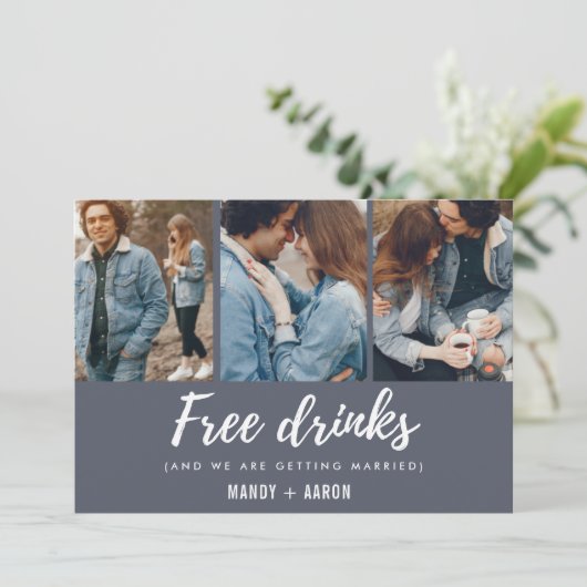 Save The Date Boissons gratuites Script Photo Wedding Enregistre (Debout devant)