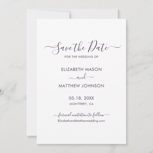 Save The Date Boissons gratuites Script Purple 3 Photo Collage M (Dos)