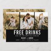 Save The Date Boissons gratuites Trois photos mariage Enregistre (Devant / Derrière)