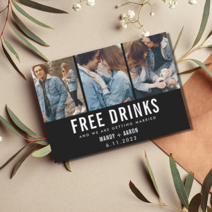 Save The Date Boissons gratuites Trois photos mariage Enregistre