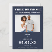 Save The Date Boissons Libres Photo Décontracté Marine Blanc Enr (Devant)