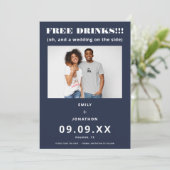 Save The Date Boissons Libres Photo Décontracté Marine Blanc Enr (Debout devant)