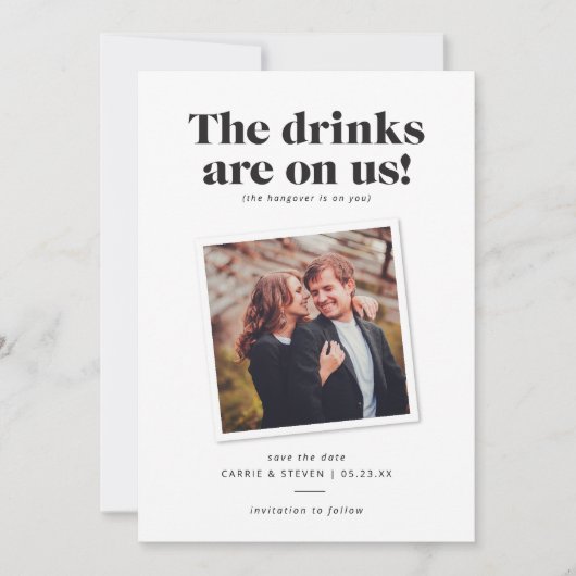 Save The Date Boissons sur nous Mariage amusant Enregistrer la d (Devant)