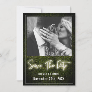 Save The Date Boîte de buis néon blanc pour photo de mariage