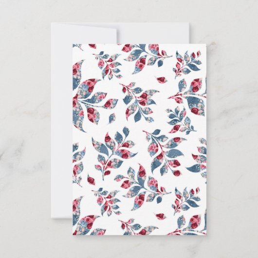 Save The Date Boîtier RSVP de mariage bleu et bordeaux Dusty (Dos)