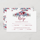 Save The Date Boîtier RSVP de mariage bleu et bordeaux Dusty (Devant / Derrière)