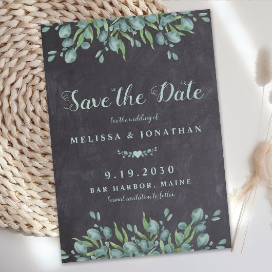 Save The Date Boîtier Rustique Mariage Eucalyptus Vert