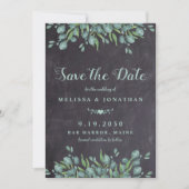 Save The Date Boîtier Rustique Mariage Eucalyptus Vert (Devant)