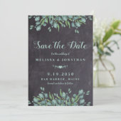 Save The Date Boîtier Rustique Mariage Eucalyptus Vert (Debout devant)