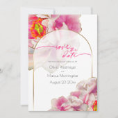 Save the date | Bold Beauful Scarlet Peony Kaart (Voorkant)