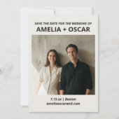 Save The Date Bold Black White Photo Modern Typography Wedding (Devant)