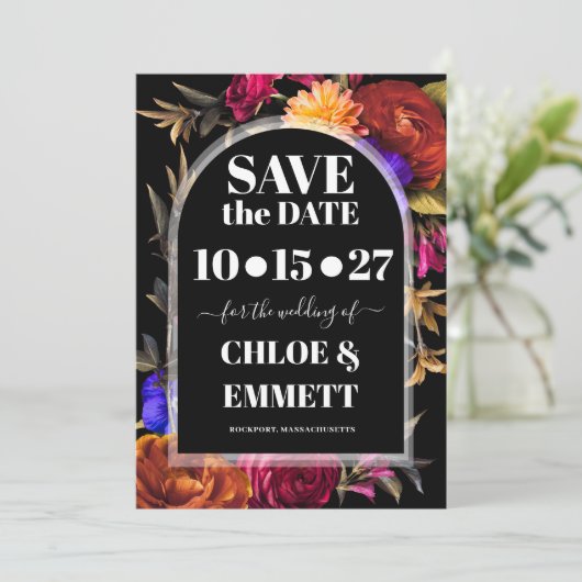 Save The Date Bold Boho tendance automne floral (Debout devant)