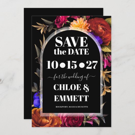 Save The Date Bold Boho tendance automne floral (Devant / Derrière)