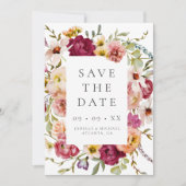 Save The Date Bold Burgundy Floral Photo Mariage (Devant)