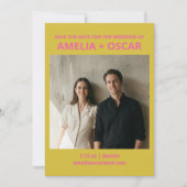 Save The Date Bold Modern Chartreuse Pink Yellow Wedding Photo (Devant)