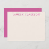 Save The Date Bold Pink Name Note Card (Devant / Derrière)