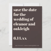 Save The Date Bold Typography Earthy Brown Modern Wedding  (Devant)