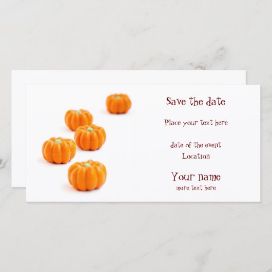 Save The Date Bonbons citrouilles d'Halloween (Devant / Derrière)