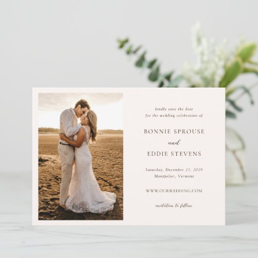 Save The Date Bonnie Photo Mariage élégant (Debout devant)