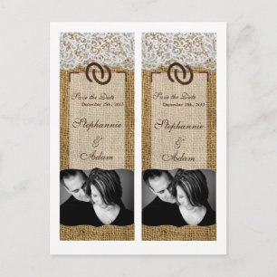Save the Date Book Mark Favors Hoefijzers Burlap Aankondigingskaart