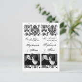 Save the Date Book Mark Favors Zwart Wit Damast Aankondigingskaart (Staand voorkant)