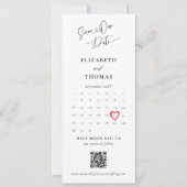 Save The Date Bookmark Calendar Heart Modern Calligraphy Wedding (Devant)