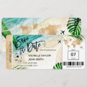 Save the Date Boordpas Wereldkaart Eiland Kaart (Voorkant / Achterkant)