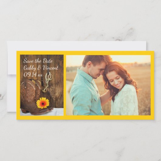 Save The Date Boots de cowboy Daisy Horse Bit Wedding Enregistre (Devant)