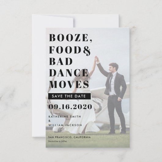 Save The Date Booze Food & Bad Dance Déplacements Enregistrer La (Devant)