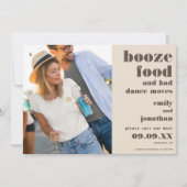 Save The Date Booze Food Bad Dance Moving Photo crème brun (Devant)