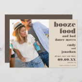 Save The Date Booze Food Bad Dance Moving Photo crème brun (Devant / Derrière)
