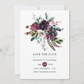 Save The Date Bordo Violet Plum Aquarelle Mariage Floral (Devant)