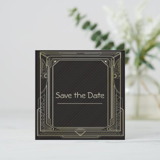 Save The Date Bordure Art Déco Enregistrer La Date (Debout devant)