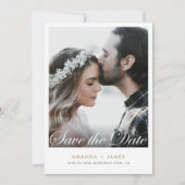 Save The Date Bordure blanche simple Élégant script photo person (Devant)