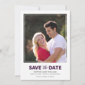 Save The Date Bordure blanche verticale violet Enregistrer la ph (Devant)
