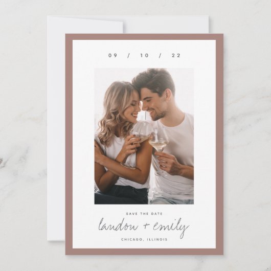 Save The Date Bordure classique | Photo verticale simple et élég (Devant)