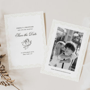 Save The Date Bordure de dentelle antique Mariage vintage de ché