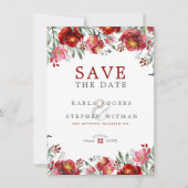 Save The Date Bordure de fleurs rouges profondes (Devant)