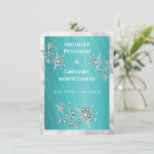 Save The Date Bordure de marbre de bijou de rhinestone sarcelle (Debout devant)