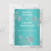 Save The Date Bordure de marbre de bijou de rhinestone sarcelle (Devant)