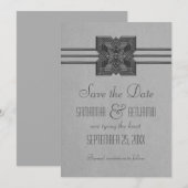 Save The Date Bordure de médaillon gris Enregistrer la date Invi (Devant / Derrière)