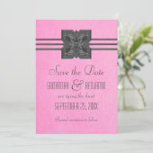 Save The Date Bordure de médaillon rose Enregistrer la date Invi (Debout devant)