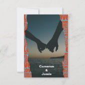 Save The Date Bordure de typographie d'amour bleu rouge (Dos)