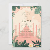 Save The Date Bordure Elégant Floral Mariage islamique (Devant)